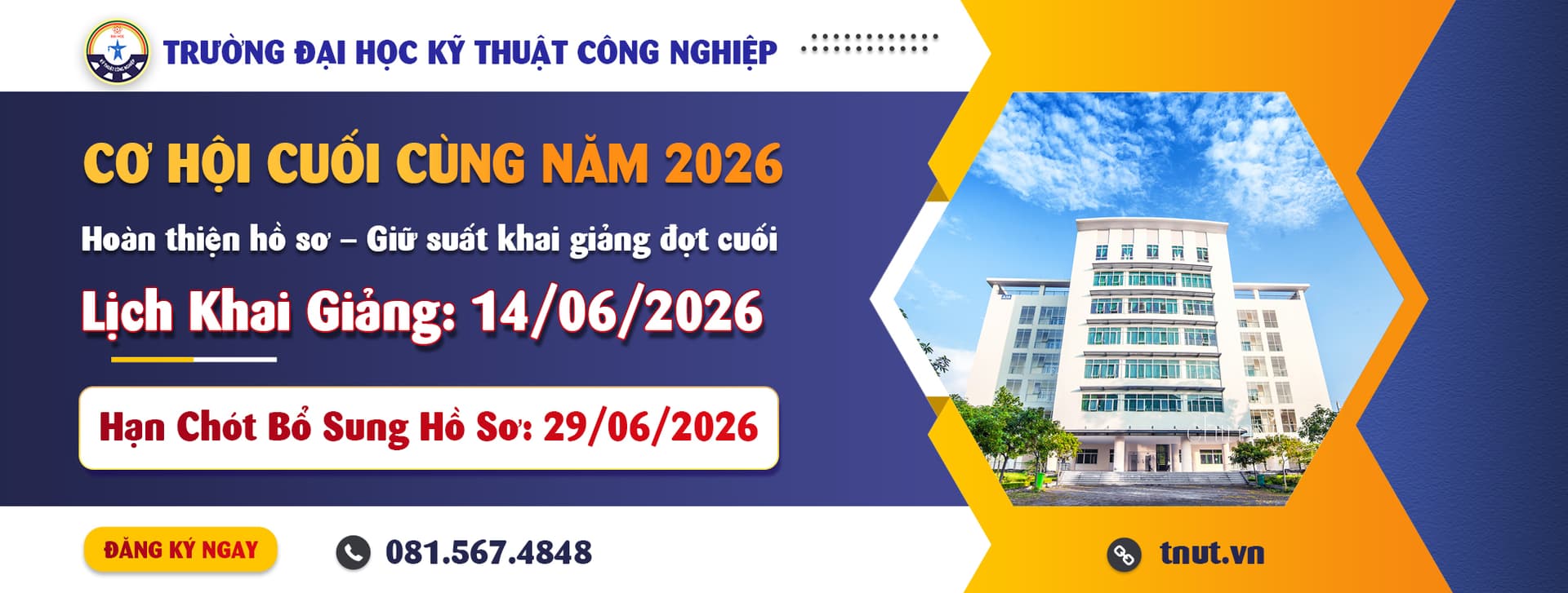 Banner tuyển sinh Đại học Kỹ thuật Công nghiệp Thái Nguyên