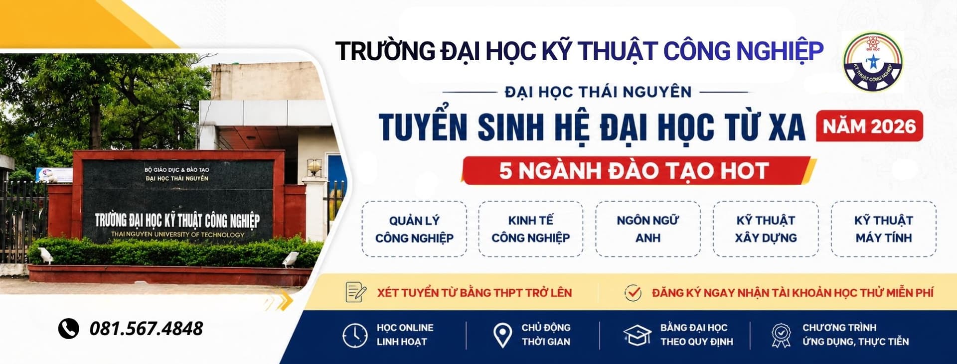 Banner tuyển sinh Đại học Kỹ thuật Công nghiệp Thái Nguyên