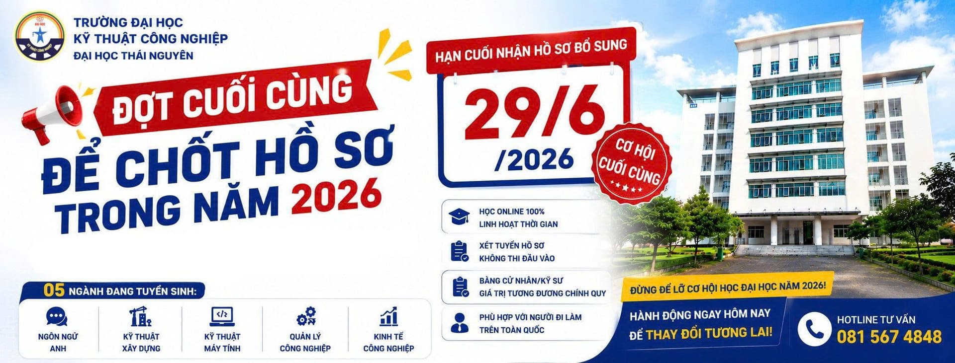 Banner tuyển sinh Đại học Kỹ thuật Công nghiệp Thái Nguyên